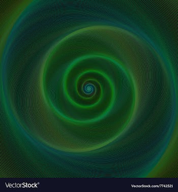 Dark green neon light spiral background vector image