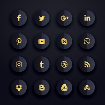 Dark premium social media icons set Free Vector