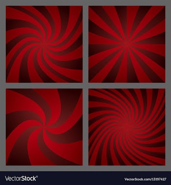Dark red spiral ray and starburst background set vector image