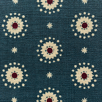 Dark Teal Textile with Starburst and Asterisk Motifs