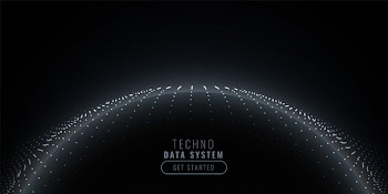 Dark technology background with particle sphere Free Vector