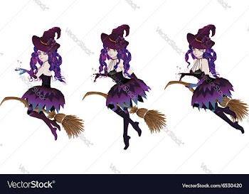 Dark Witch with Broom3 vector image