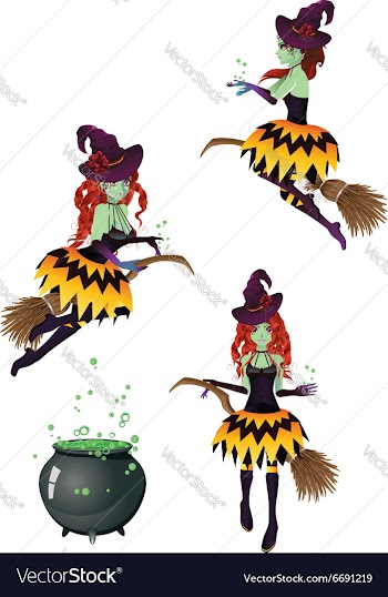 Dark Witch with Broom5 vector image