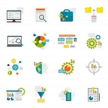 Data analytics flat icons