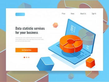 Data report, business analytics and analysis, laptop with circle diagram, programming