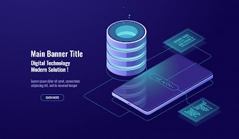 Data security and encryption, database concept, server room, data warehouse, digital technology