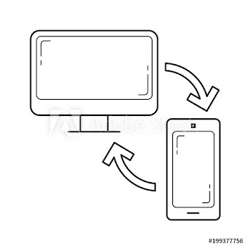 Data synchronization vector line icon isolated on white background
