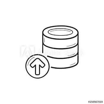 Database storage upload hand drawn outline doodle icon