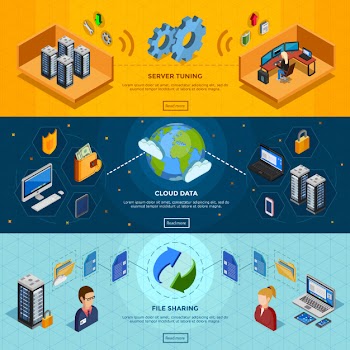 Datacenter isometric horizontal banners