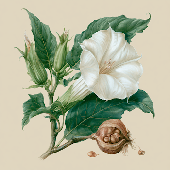 Datura Flower and Seed Pod