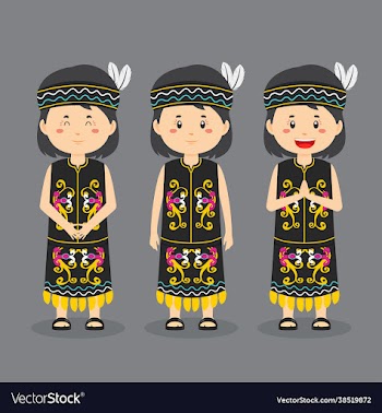 dayak indonesian character with various expression