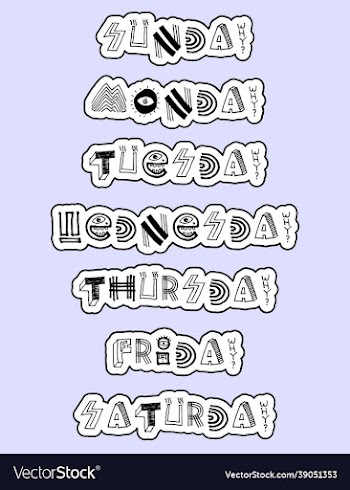 days of week sticker with cut line