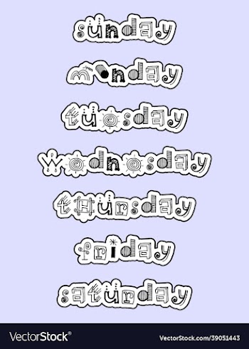 days of week sticker with cut line