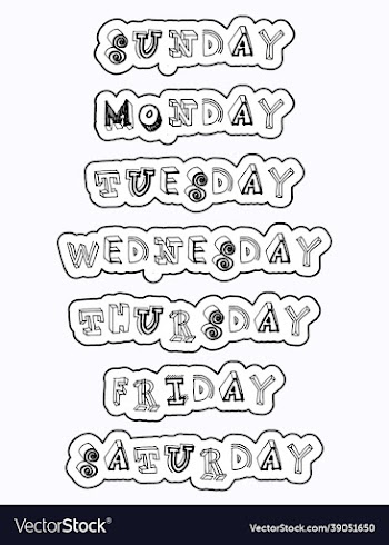 days of week sticker with line cut