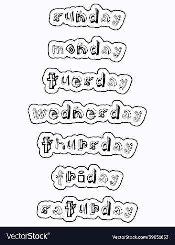 days of week sticker with line cut