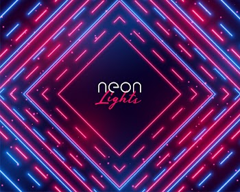 Dazzling neon lights abstract in blue and red shades Free Vector