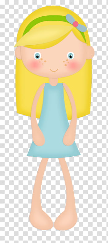 De, animated girl with yellow hair transparent background PNG clipart