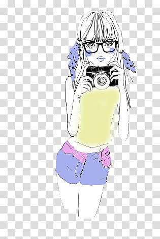 De, animated woman holding DSLR camera transparent background PNG clipart