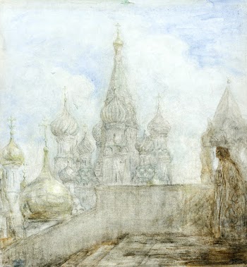 De St. Basiliuskathedraal te Moskou (c.1898) drawing in high resolution by Marius Bauer. Original from The Rijksmuseum. Digitally enhanced by rawpixel.