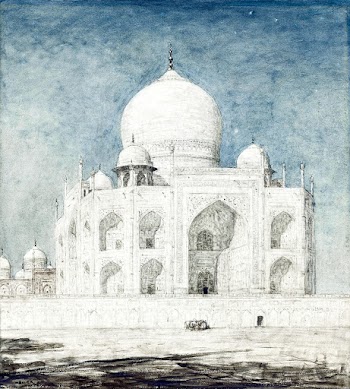 De Taj Mahal (1898) drawing in high resolution by Marius Bauer. Original from The Rijksmuseum. Digitally enhanced by rawpixel.
