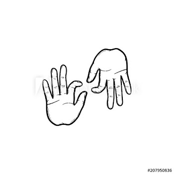Deaf language hand drawn outline doodle icon