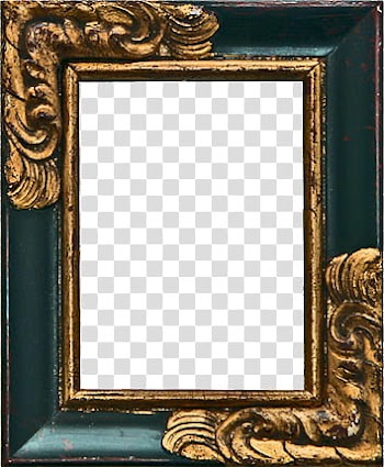 Decor Frame, rectangular blue and gold frame illustration transparent background PNG clipart