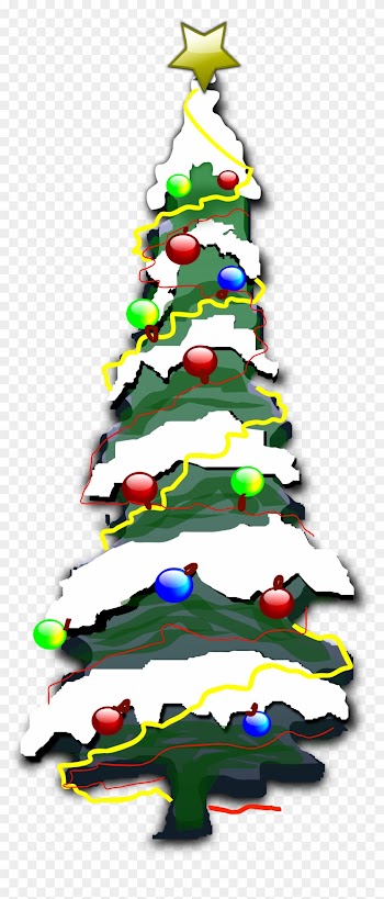 Decorated Christmas Tree With Snow Clip Art At Clker - Snowy Christmas Tree Cartoon