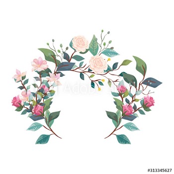 decoration of roses with flowers and leafs design