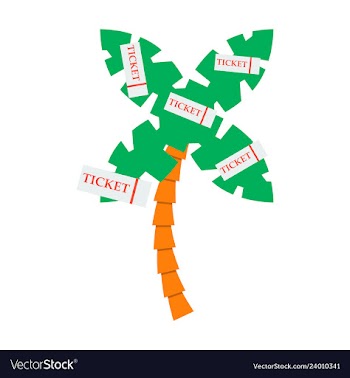 Decorative card with palm trees with ticket vector image