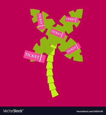 Decorative card with palm trees with ticket vector image