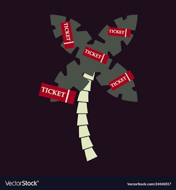 Decorative card with palm trees with ticket vector image