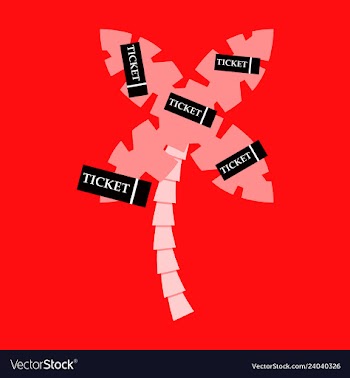 Decorative card with palm trees with ticket vector image