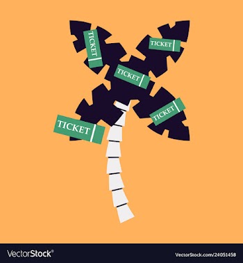 Decorative card with palm trees with ticket vector image