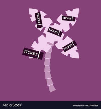 Decorative card with palm trees with ticket vector image