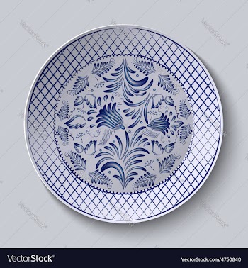 Decorative ceramic plate with a painting Floral vector image