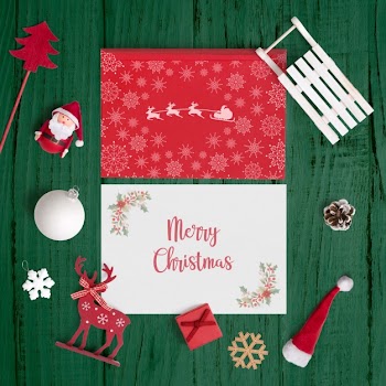 Decorative christmas card mockup Free Psd
