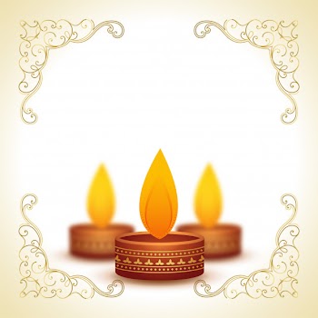 Decorative diya lamps for diwali and text space Free Vector