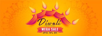 Decorative diya yellow diwali sale banner Free Vector