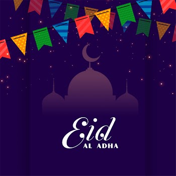 Decorative eid al adha festival greeting Free Vector