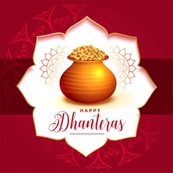 Decorative festival card  for dhanteras day Free Vector