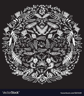 Decorative Floral Circle black vector image