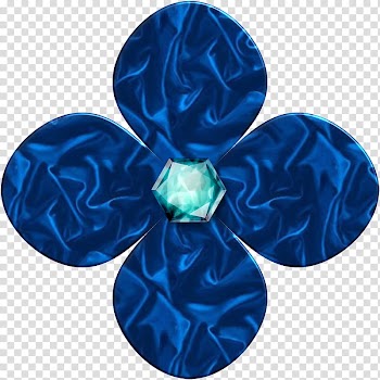 Decorative flowerses in, blue ribbon transparent background PNG clipart