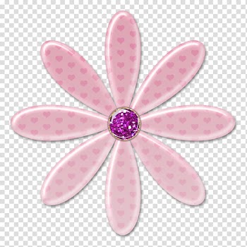 Decorative flowerses in, pink heart print flower art transparent background PNG clipart