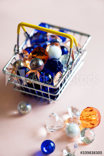 Decorative glass in a shopping basket