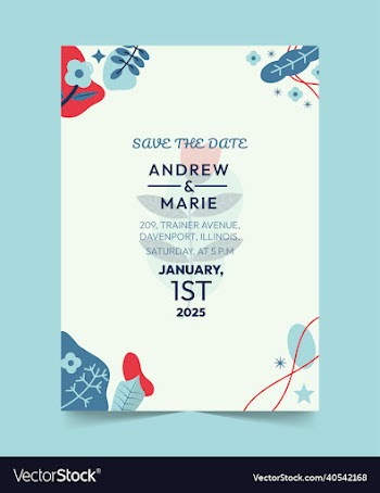 decorative hand drawn wedding invitation template