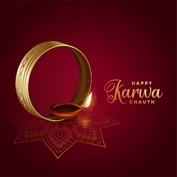 Decorative indian festival of karwa chauth Free Vector