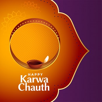 Decorative indian happy karwa chauth festival card Free Vector