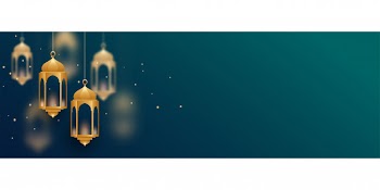 Decorative islamic lamps banner with text space Free Vector