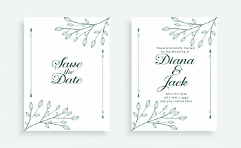 Decorative leaves style wedding invitation card template Free Vector