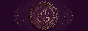Decorative lord ganesha golden banner Free Vector